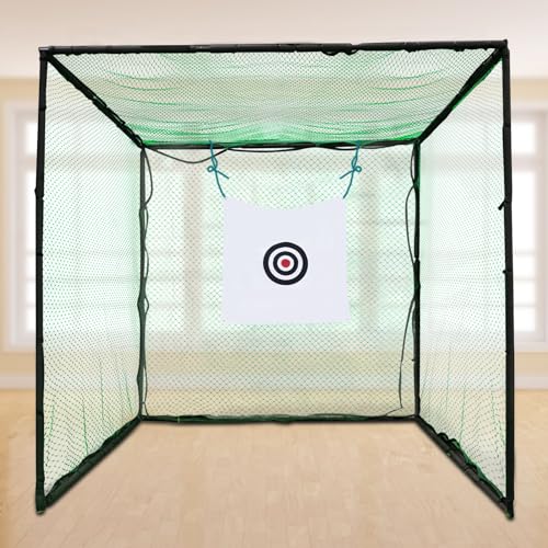 Eleeferri Golf Hitting Cage with Practice Net & Swing Mat Green Black White