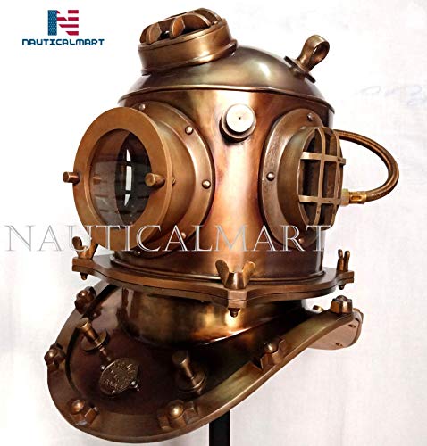 NauticalMart Boston Antique 18" U.S. Navy Diving Helmet Replica Brown