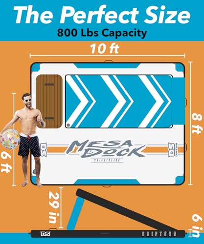 Driftsun Inflatable Floating Dock Platform with Slide 10x8ft