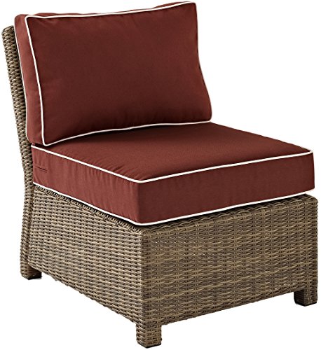 Crosley Furniture Bradenton 5-Piece Outdoor Sectional Sofa Set Brown with Sangria Cushions