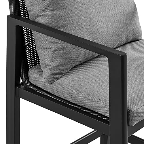 Armen Living Grand Modern Outdoor Patio Bar Table and Stools Set 5 Piece Black