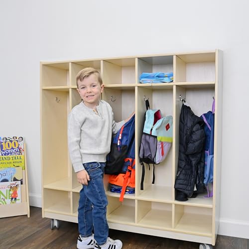 Angeles Mobile 5-Section Locker with Shoe Storage Wooden