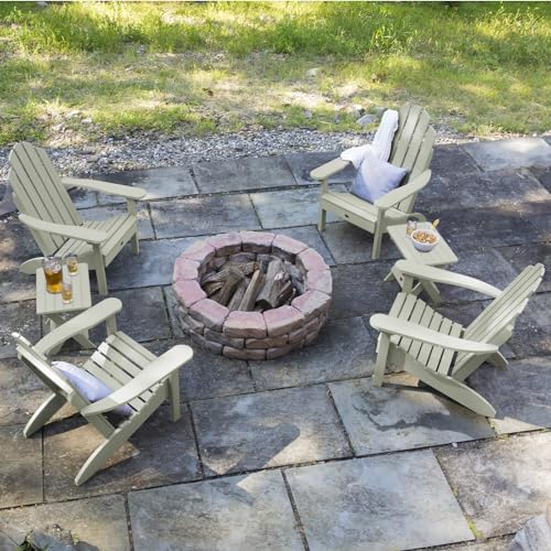 Highwood Classic Westport Adirondack 6pc Set with 4 Chairs and 2 Folding Side Tables Eucalyptus