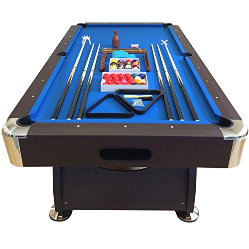 SIMBASHOPPING USA 8' Feet Billiard Pool Table Full Set Accessories Vintage Blue 8FT with Benches Blue,Red