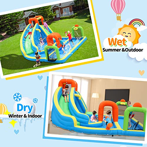 SunSports Inflatable Water Slide Park with Tunnel for Kids Outdoor