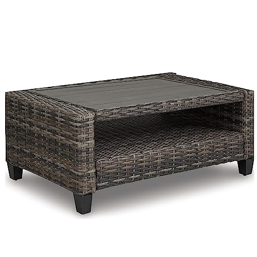 Benzara 4 Piece Outdoor Conversation Set Woven Resin Wicker Aluminum Frame Grey