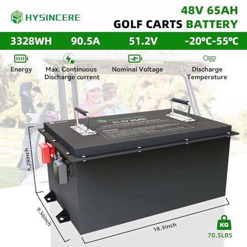 HYSINCERE 48V 65Ah Golf Cart Batteries with Bluetooth Monitor
