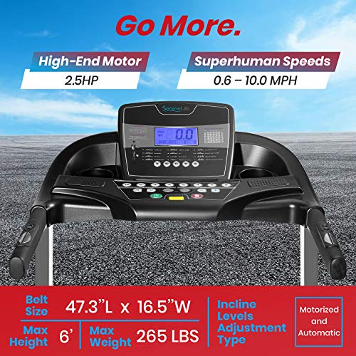 SereneLife Foldable Digital Home Gym Treadmill Black