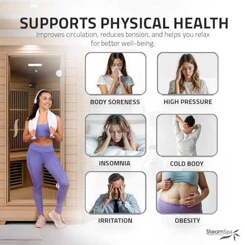 SteamSpa Infrared Hemlock Sauna Room with LED Control & Bluetooth
