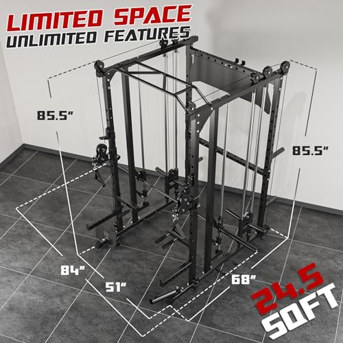 Liksodo Smith Machine Power Cage Rack with Cable System Black
