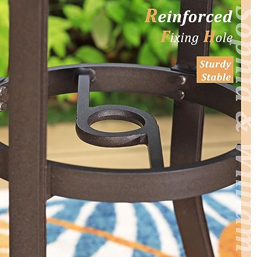 Sophia & William 3-Piece Cast Aluminum Patio Bar Set with Round Table and 2 Swivel Chairs