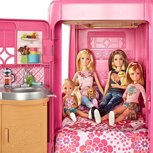 Barbie Pop-Up Camper 3-Story Play Set with Pool, Pink
