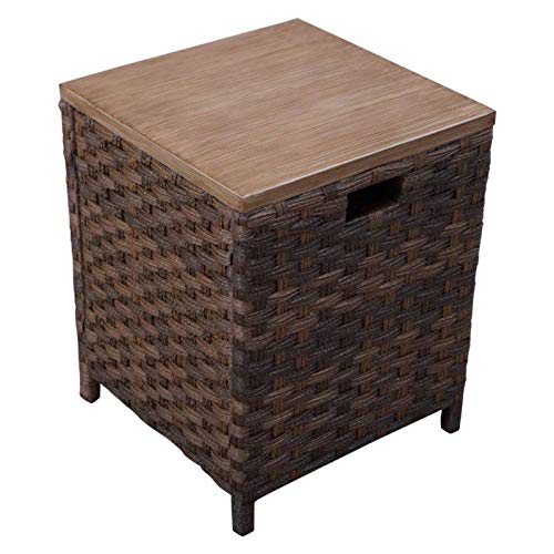 Courtyard Casual 5240 Costa Mesa 5-Piece Seating Set with Loveseat, Club Chairs, End Table & Gas Fire Pit Brown