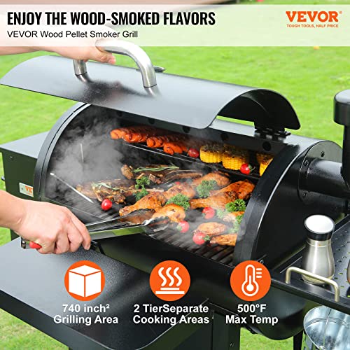 VEVOR Portable Wood Pellet Smoker Grill with PID Temperature Control Black