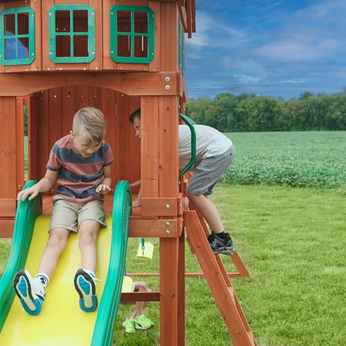 Backyard Discovery Atlantis Cedar Wooden Swing Set Brown