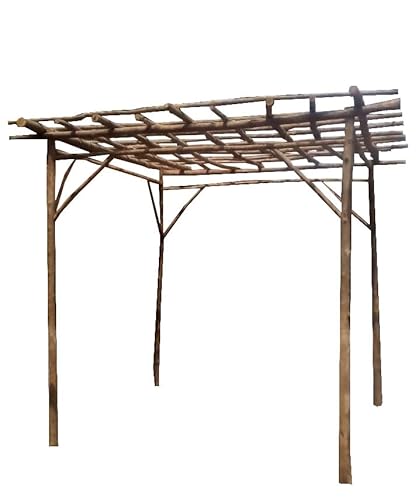 MGP Teak Log Wood Pergola 10' x 10' x 8'H