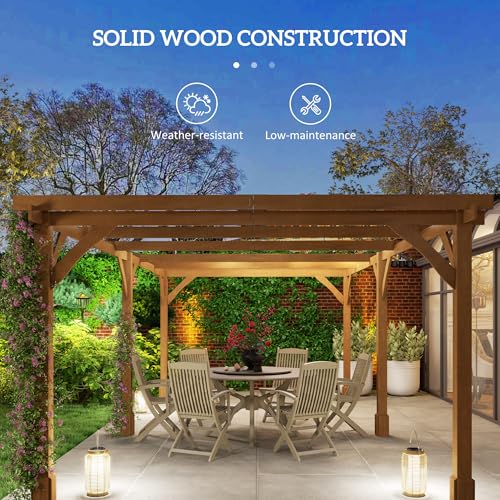 Outsunny 20' x 10' Outdoor Pergola Wood Gazebo Dark Brown