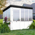 Backyard Discovery Willow 9' x 6' White Cedar Wood Greenhouse Kit with Exhaust Fan and Shelves White