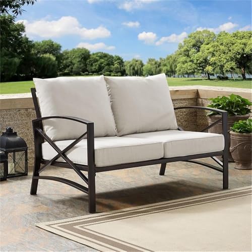 Home Square 2 Piece Metal Patio Loveseat Set Oil Bronze Beige