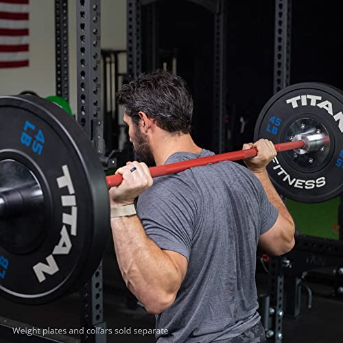 Titan Fitness USA Made 20 KG 28.5MM TITAN Series Olympic Barbell Red Cerakote