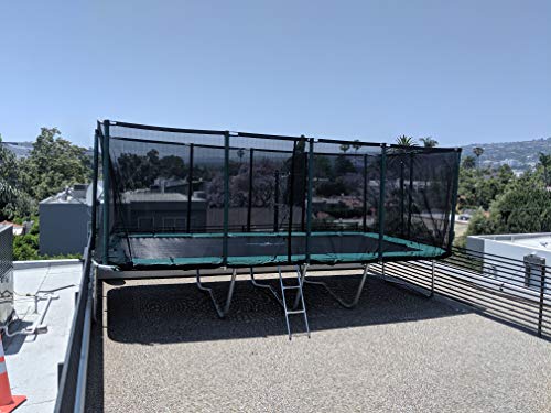 Galactic Xtreme Gymnastic Rectangle Trampoline with Safety Net Black and Green