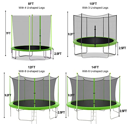 BestMassage 14FT Rectangle Trampoline with Enclosure Net Green