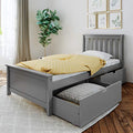 Max & Lily Twin Bed Frame with Headboard & Storage Drawers Grey