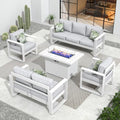 Vakollia 5-Piece Outdoor Aluminum Furniture Set with Fire Pit Table Light Grey