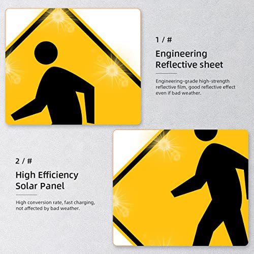 Generic 30" Solar Pedestrian Crossing Sign LED Yellow