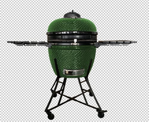 SUFUL 24-Inch Charcoal Kamado Grill with Side Table Green