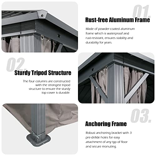 Patio Tree 10' x 10' Hardtop Gazebo Gray