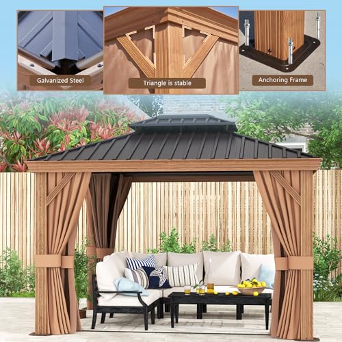 oneinmil 10' x 12' Hardtop Gazebo Brown
