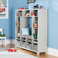 Martha Stewart Kids' Storage System Grey Wood Bookshelf Cubby with Seat Cushion
