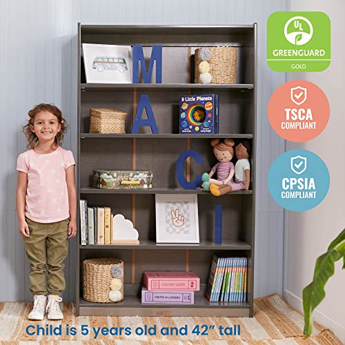 ECR4Kids Classic Bookcase 60in Adjustable Shelves Grey Wash