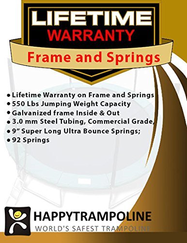 Galactic Xtreme Gymnastic Rectangle Trampoline with Safety Net, Commercial Grade, 750 lbs Capacity, 10x20 Ft, Black and Green