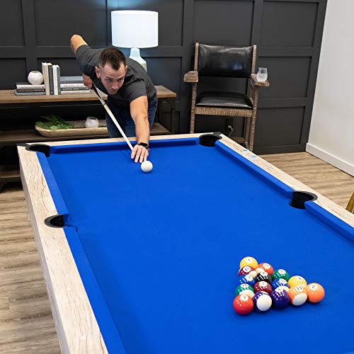 American Legend Kirkwood 84” Billiard Table Rustic Blond Finish Blue