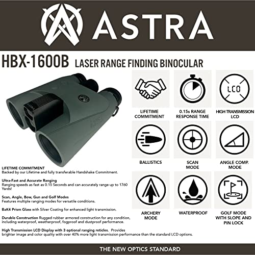ASTRA OPTIX HBX1600B 10x42 Laser Rangefinder Binocular Green/Black