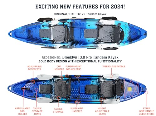 BKC Brooklyn 13.0 Pro Tandem Sit On Top Fishing Kayak Purple Camo