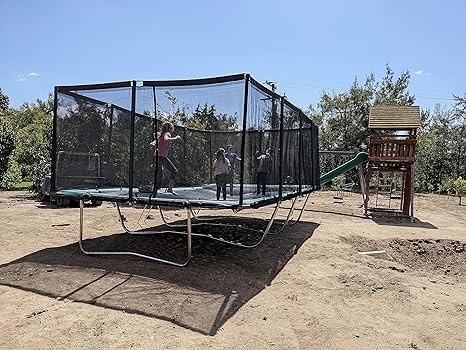 Galactic Xtreme Rectangle Trampoline 13x23 with Net Black and Green