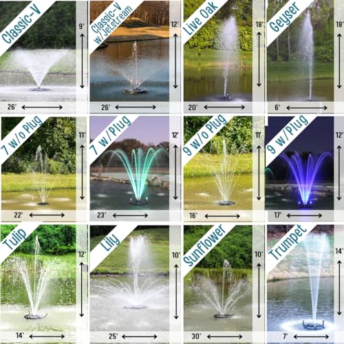 HALF OFF PONDS 1 HP Floating Fountain with Color Changing Lights - 200 Foot Cord, 12 Patterns