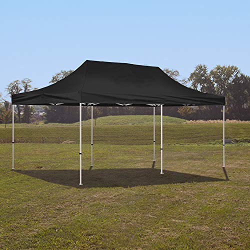 Vispronet 10x20 Instant Canopy Tent with 4 Side Walls - Commercial Grade Steel Frame, Water-Resistant Canopy Top - Includes Bonus Canopy Bag and Stake Kit Black