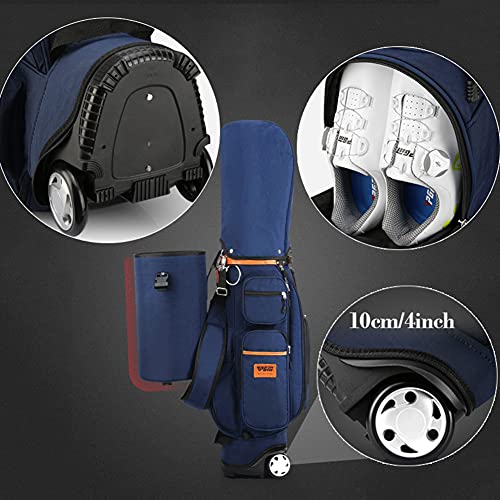ACXZ Golf Travel Bag with 10 Way Dividers, Rain Cover, Cooler & Shoe Pocket, Wheels Dark Blue