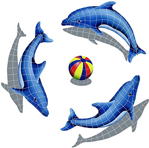 Artistry in Mosaics Dolphin Group Ceramic Pool Tile Multicolor 67" x 67