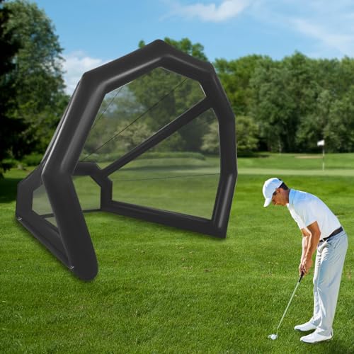QUSKLISU Inflatable Golf Practice Net Cage with 800W Blower Black