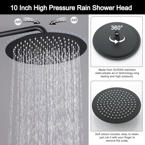 RBROHANT Freestanding Outdoor Shower Adjustable with Rain Shower Head Matte Black
