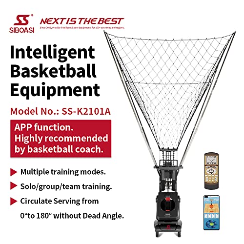 Siboasi Basketball Shooting Machine K2101A Height Adjustable - APP Control Black