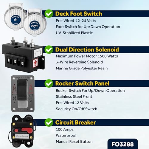 Five Oceans Vertical Windlass Kit 1000W 12V DC Silver/Black