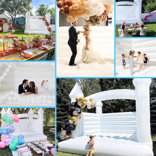 Hmtaolife Inflatable White Bounce House with Air Blower