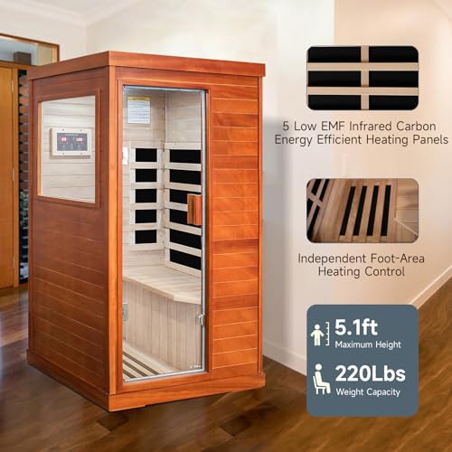 HOSAUNA Far Infrared Indoor Sauna for 1 Person with Control Panel