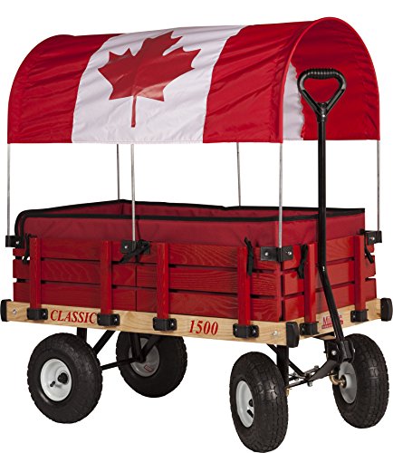 Millside Wooden Covered Wagon with Pads Red